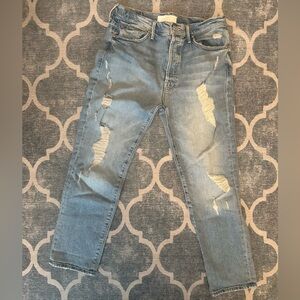 Mother the Trickster Distressed Light Blue Jeans